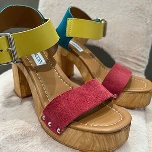 Steve Madden Pink and Yellow Platform Sandals